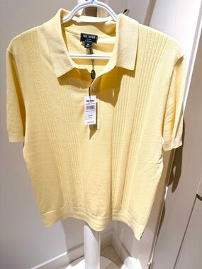 NWT Todd Snyder $248 USD Silk Cotton Knit Polo in Lemon Men’s Medium